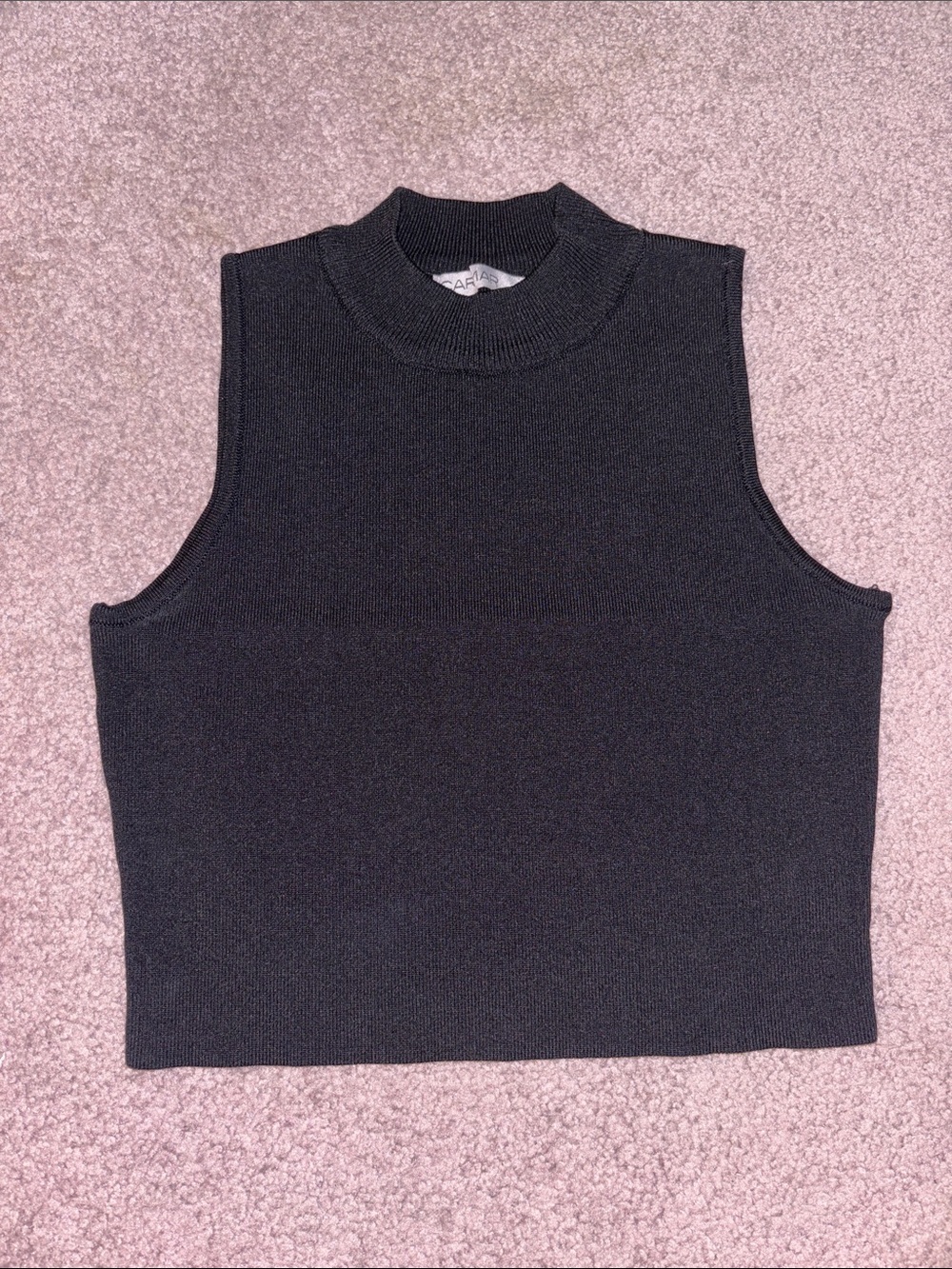 Carmar Sleeveless Mock Neck Crop Top - Black